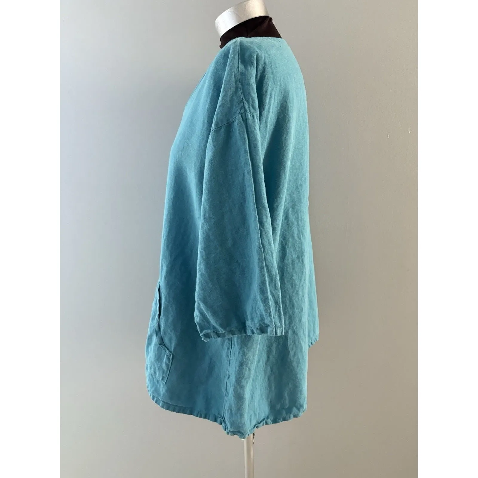 Bryn Walker 100% Linen Tunic Sz Small Blue Lagenlook Oversized Boxy Lightweight - Image 5