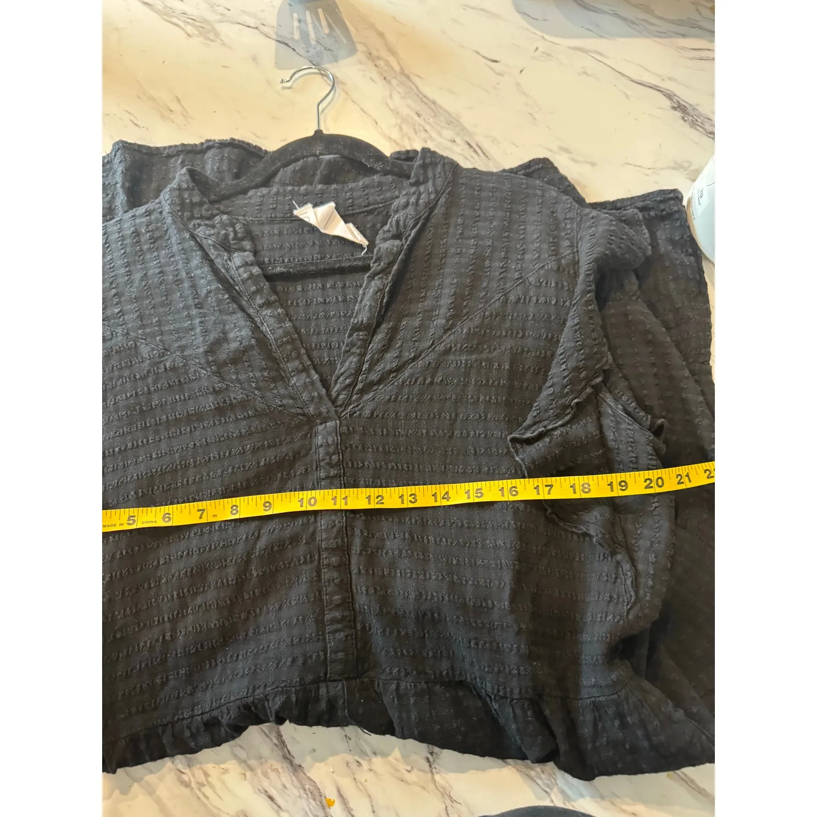 Amadi Anthropologie Black Textured Gauze Tiered Midi Dress Size L Boho Casual Size L - Image 4