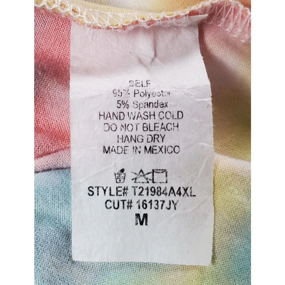 White Birch Top Size Medium Tie Dye Sleeveless Pink Knot Front Summer Beachy - Image 5