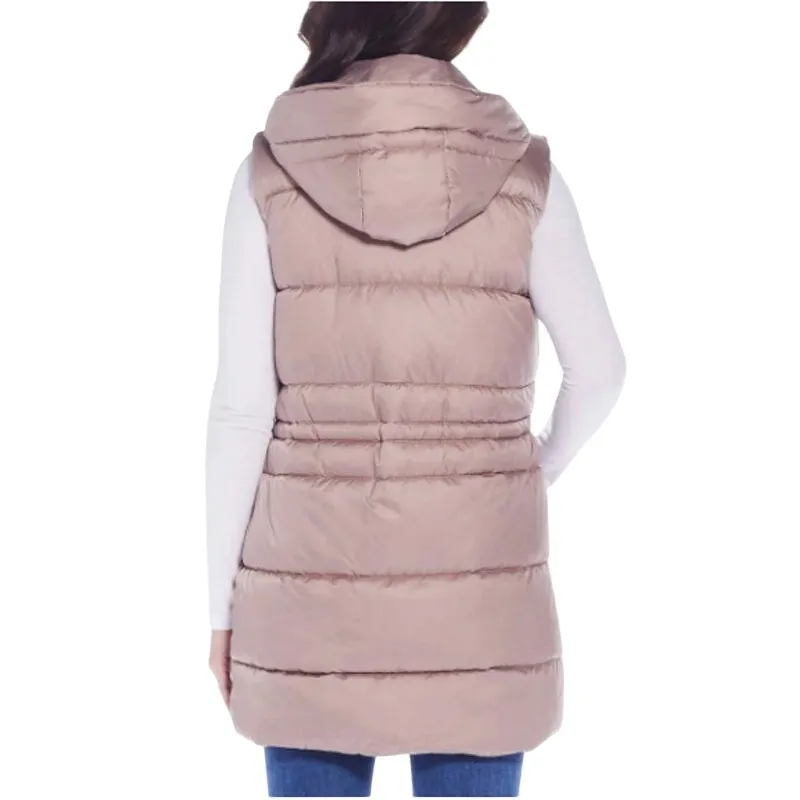 Weatherproof Womens Beige Hooded Quilted Longline Vest XL - Image 2