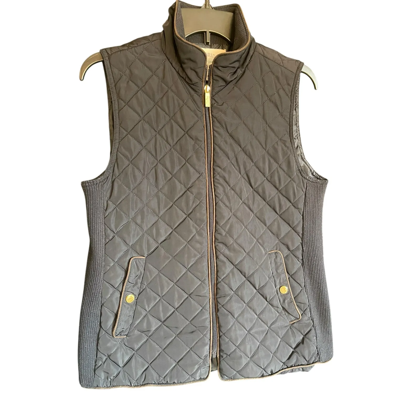 Cambridge Dry Goods Black Quilted Vest Size Medium Full Zip - Image 2