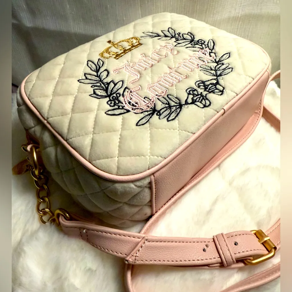 NEW Juicy Couture White Fuzzy Quilted Crossbody Bag - Image 6