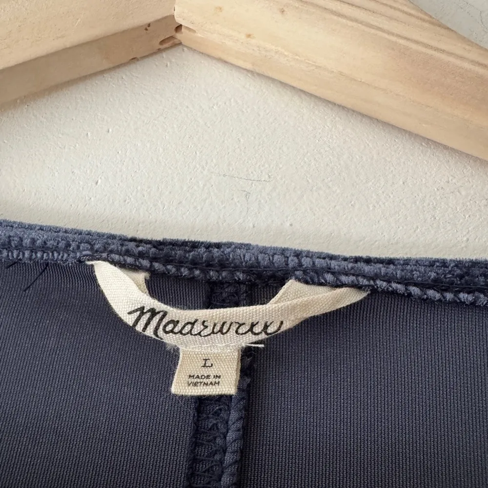 Madewell Deep Navy Velvet Balloon-Sleeve Dress - Image 7