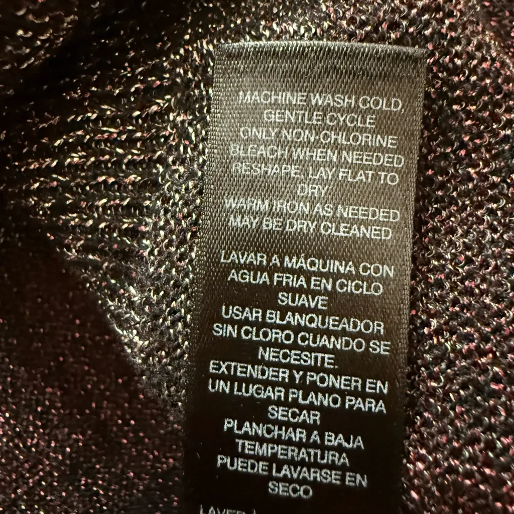 White House Black Market black/ burgundy metallic sweater sz XS - Image 5