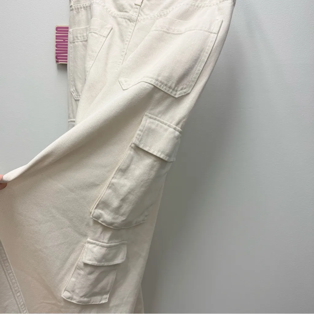 NWT Mother Snacks The Fun Dip Cargo Maxi Skirt, Natural Denim Cream | 30 White - Image 8