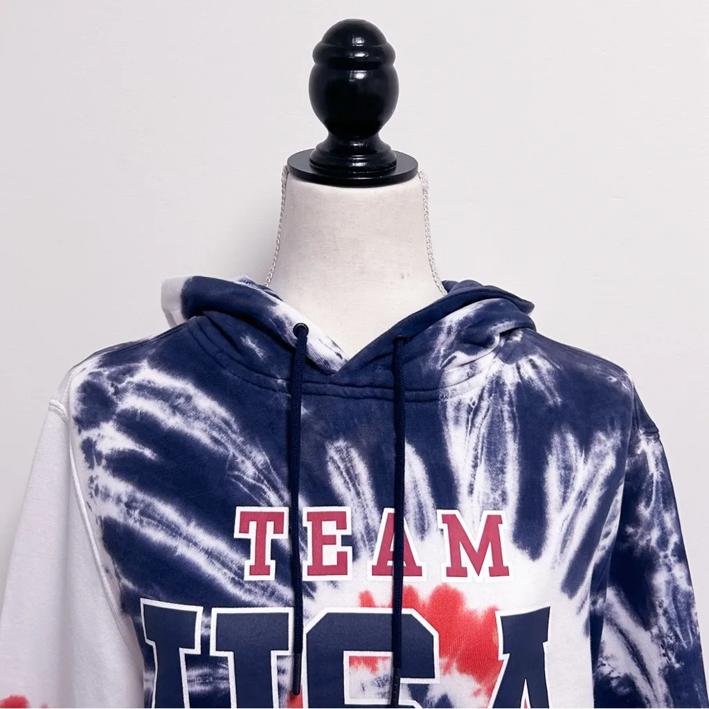 Polo Ralph Lauren Red White Blue Team USA 2020 Tie Dye Hooded Sweatshirt Small - Image 2