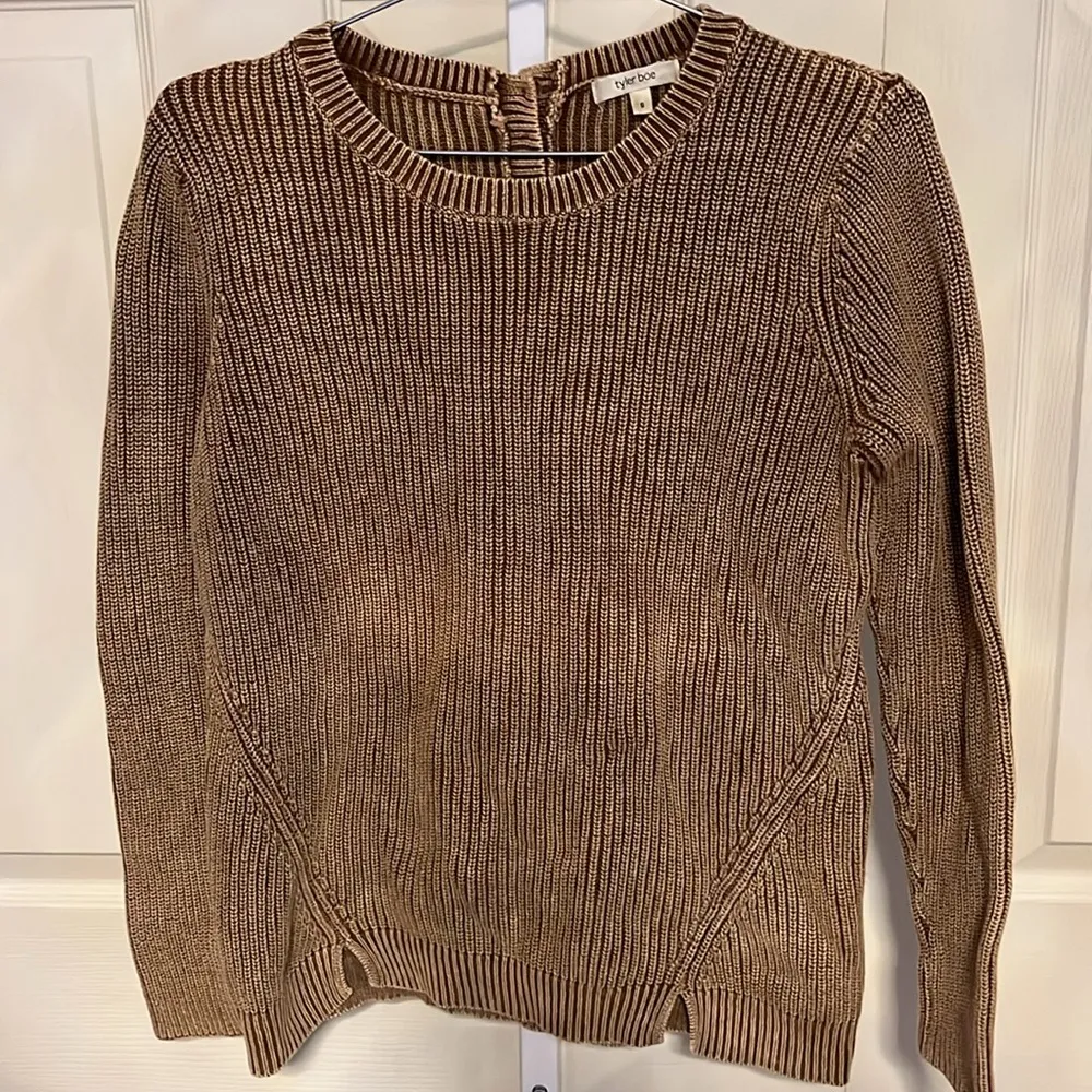 Tyler Boe Cotton Mineral Wash Crew Neck Sweater Tan - Image 4