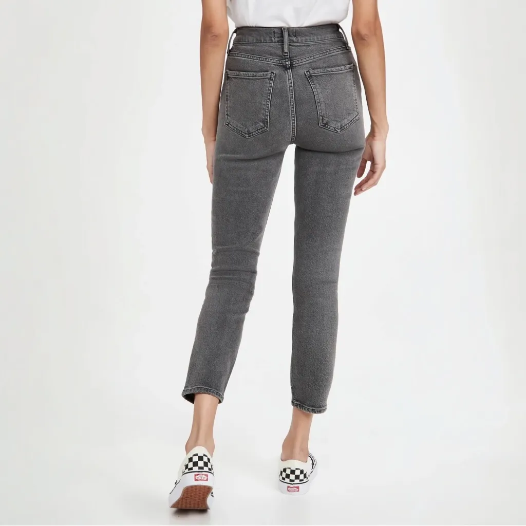 AGOLDE Nico High Rise Cropped Slim Jeans Gray Ceremony Wash Button Fly Size 29 - Image 4