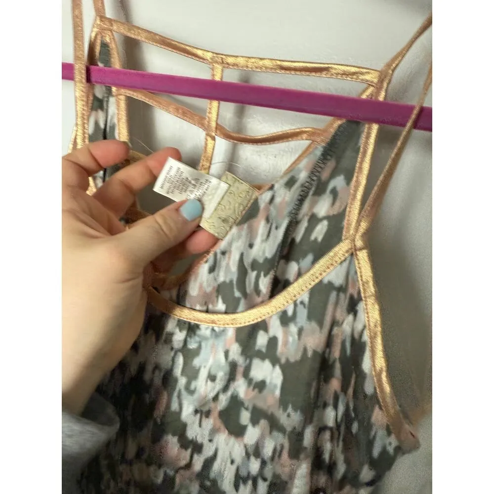 Daytrip Camisole Tank Yop Women's Small Gray Pink Flowy Strappy Spaghetti Strap - Image 5