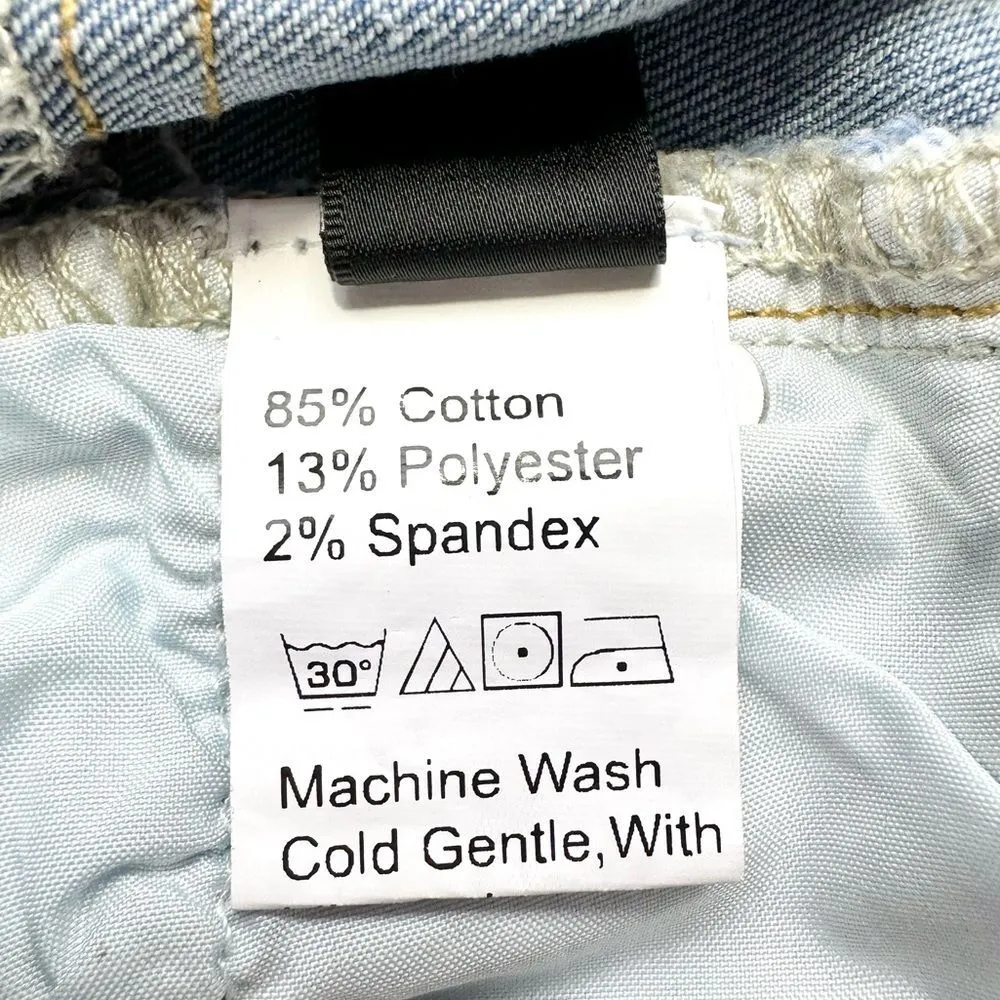 🔃Star Stitch Trim Raw Hem Denim Shorts - Image 7