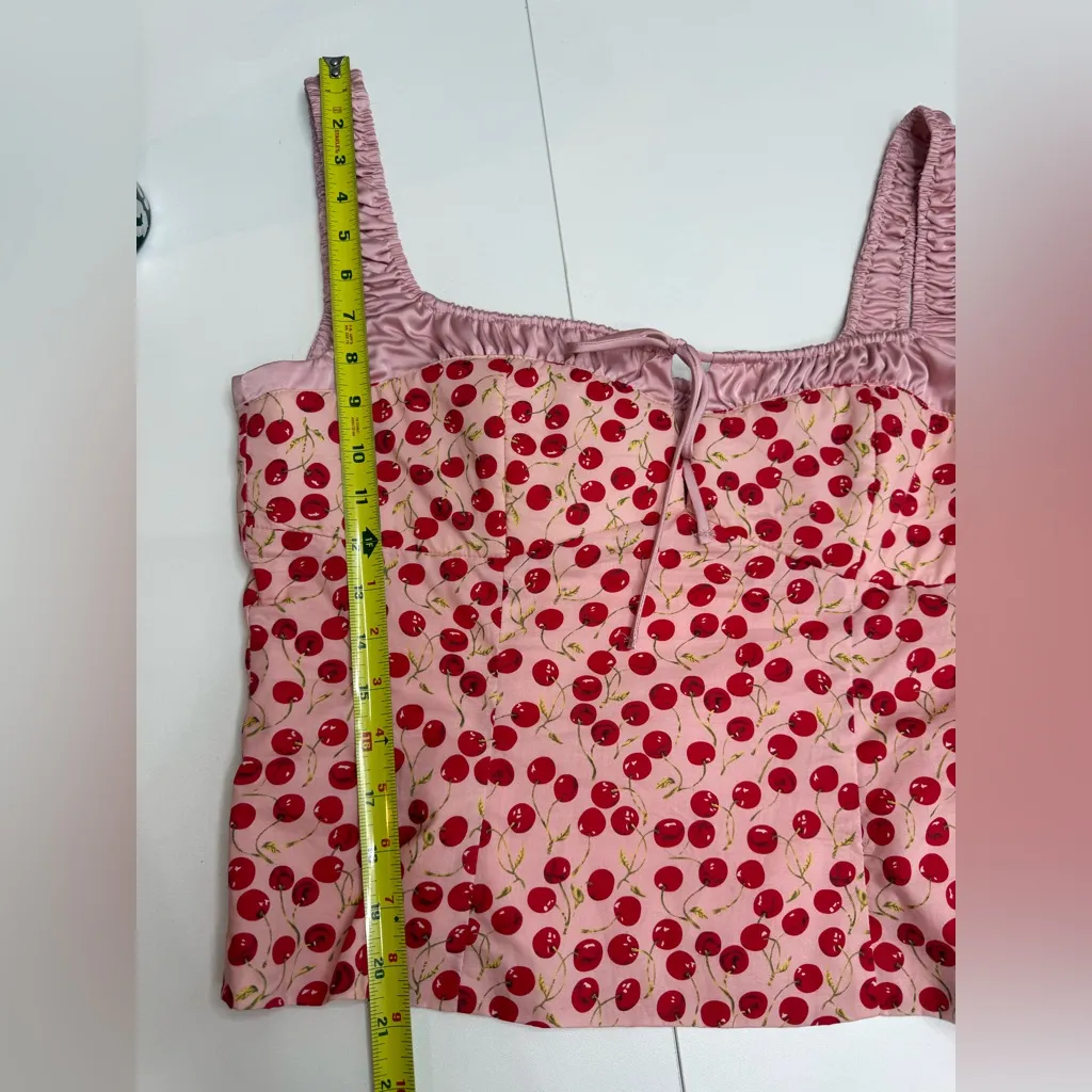 NEW Astr Pink Cherry Print Crop Top size L - Image 5