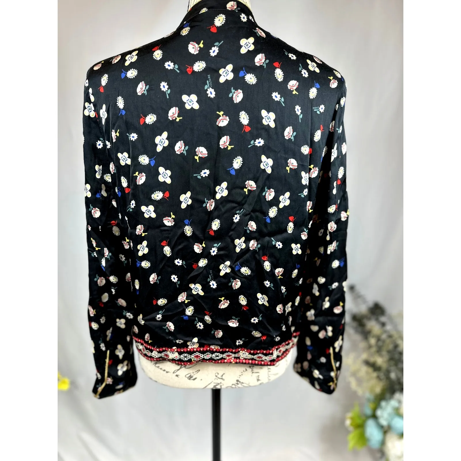Zadig & Voltaire Vendrix Floral-Print Open-Front Jacket 38 (M) Black Multi - Image 14
