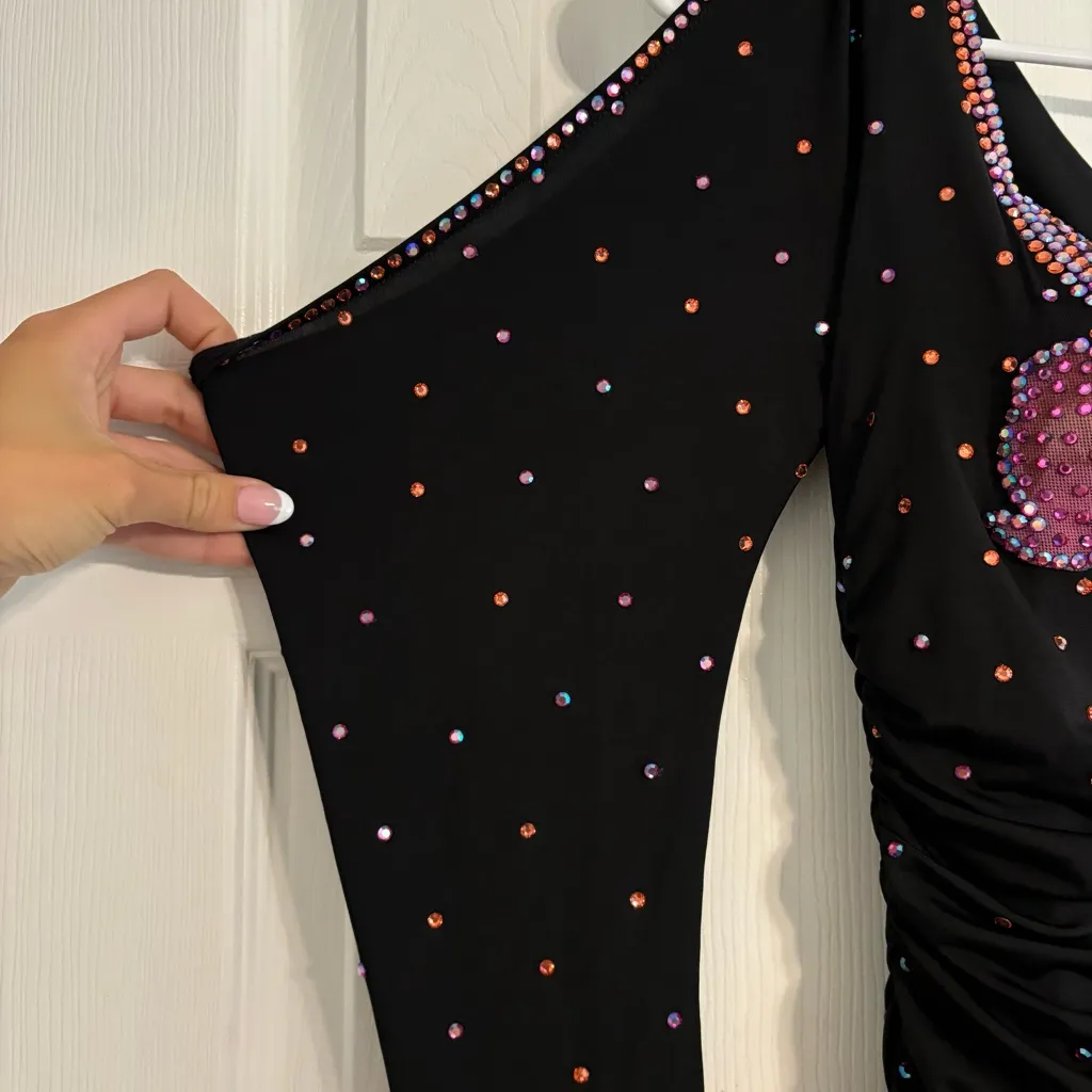 Vintage Fancy Fashions Inc Floral Sequin Dress Black Size M - Image 7