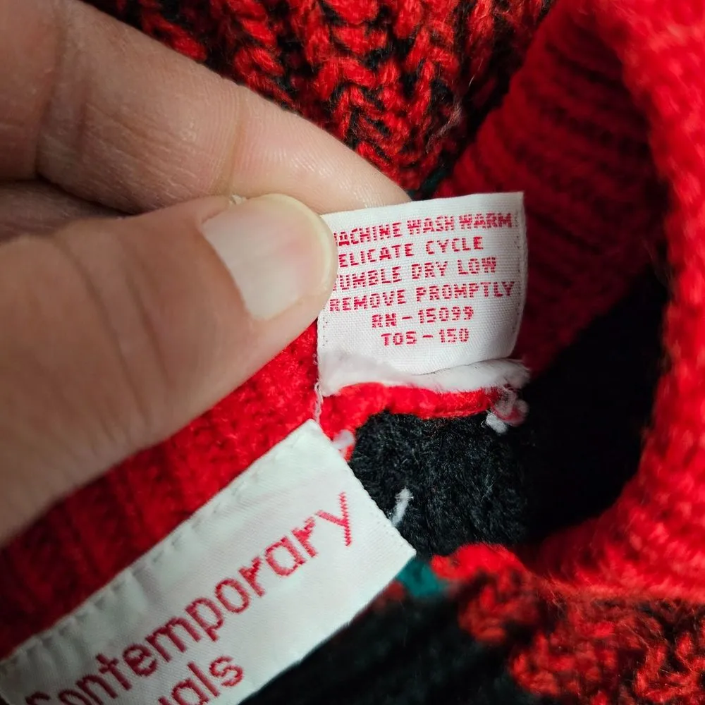 Vintage Contemporary Casuals 80s Red & Black Striped Crewneck Sweater Size Small - Image 6