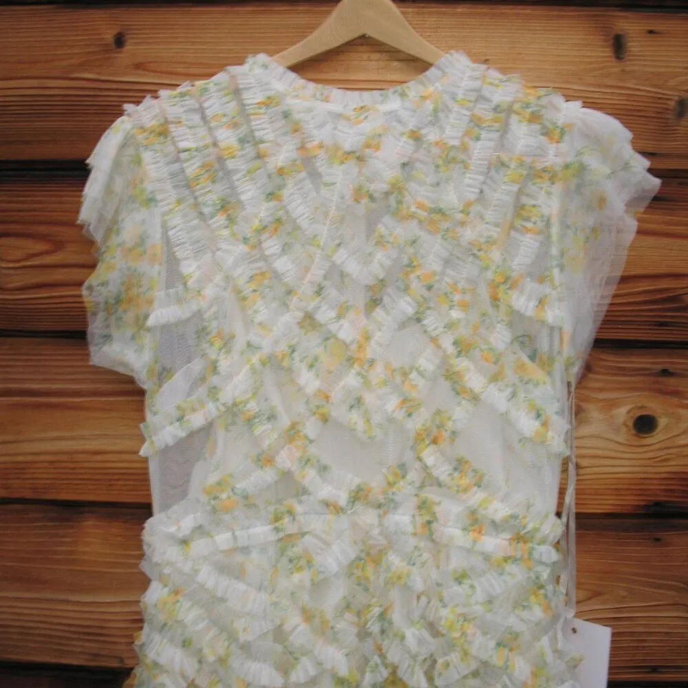 Mac Duggal 8009 Womens High Neck Ruffle Cap Sleeve Gown Dress - Image 7