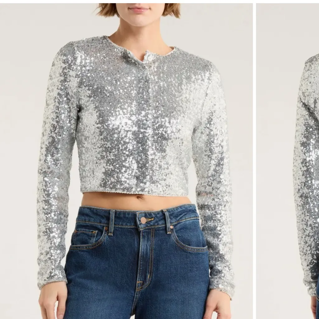 Good American Shiny Silver Sequin Top - Image 3