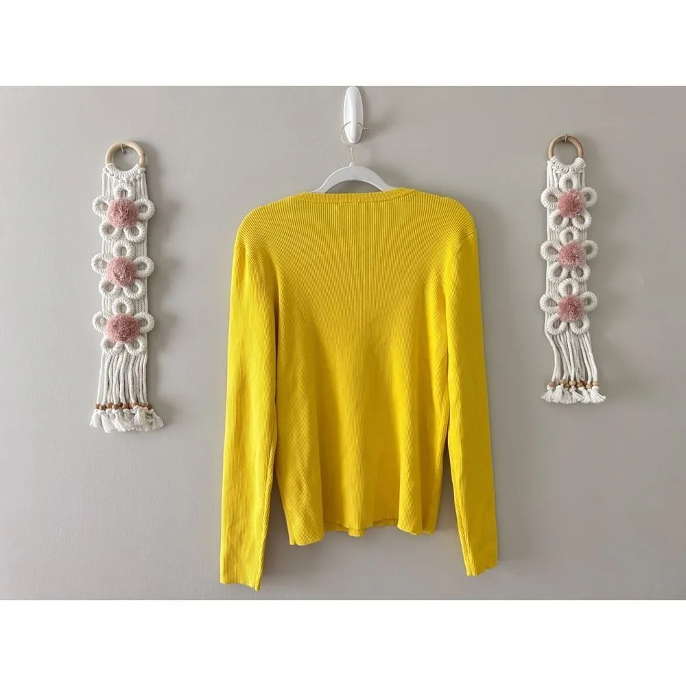 Lauren Ralph Lauren Ribbed Sweater Size XL Crewneck Gold Buttons - Image 3