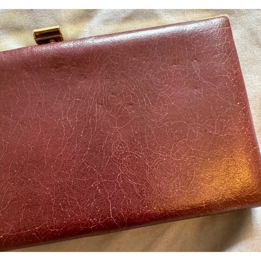 Shirl Miller Vintage Leather Clutch Purse Handbag Brown - Image 5