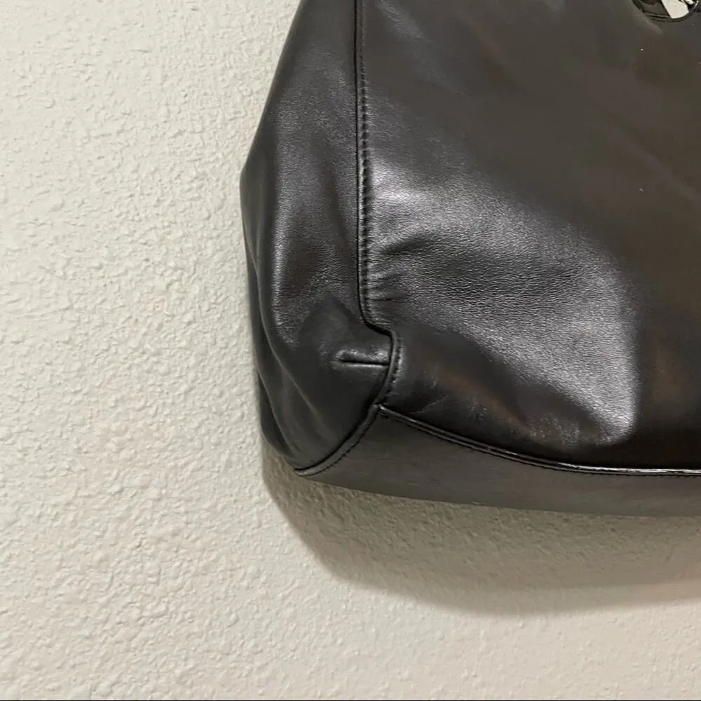 Kate Spade Black Leather Shoulder Handbag Purse Large Classic Preppy Bag - Image 5