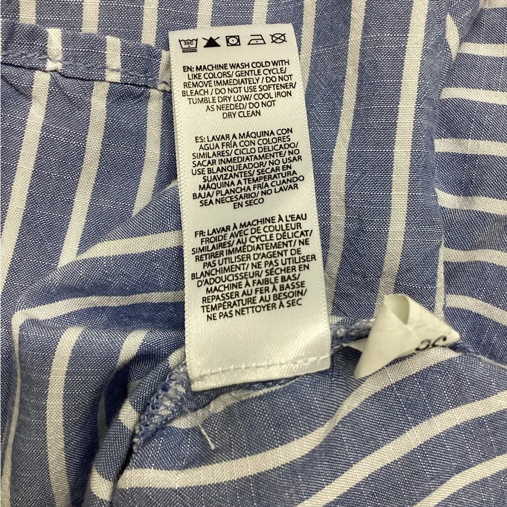 Beachlunchlounge Collection Button Up Shirt Blue White Striped Long Sleeve - Image 6