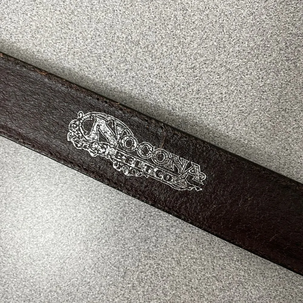 Nocona Belt Co Tan Leather Belt 28 Silver Buckle Western Cowgirl Brown Medallion - Image 7