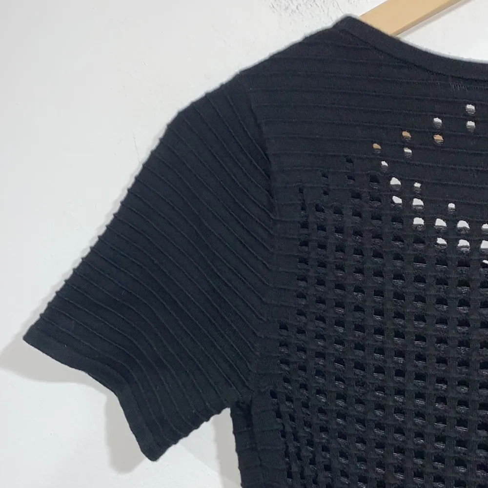 Maje sweater dress black small ribbed perforated - Image 3