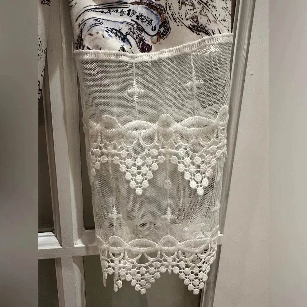 White House Black Market Dolman Sleeve Lace Boho Lace Up Paisley Size Small S - Image 7