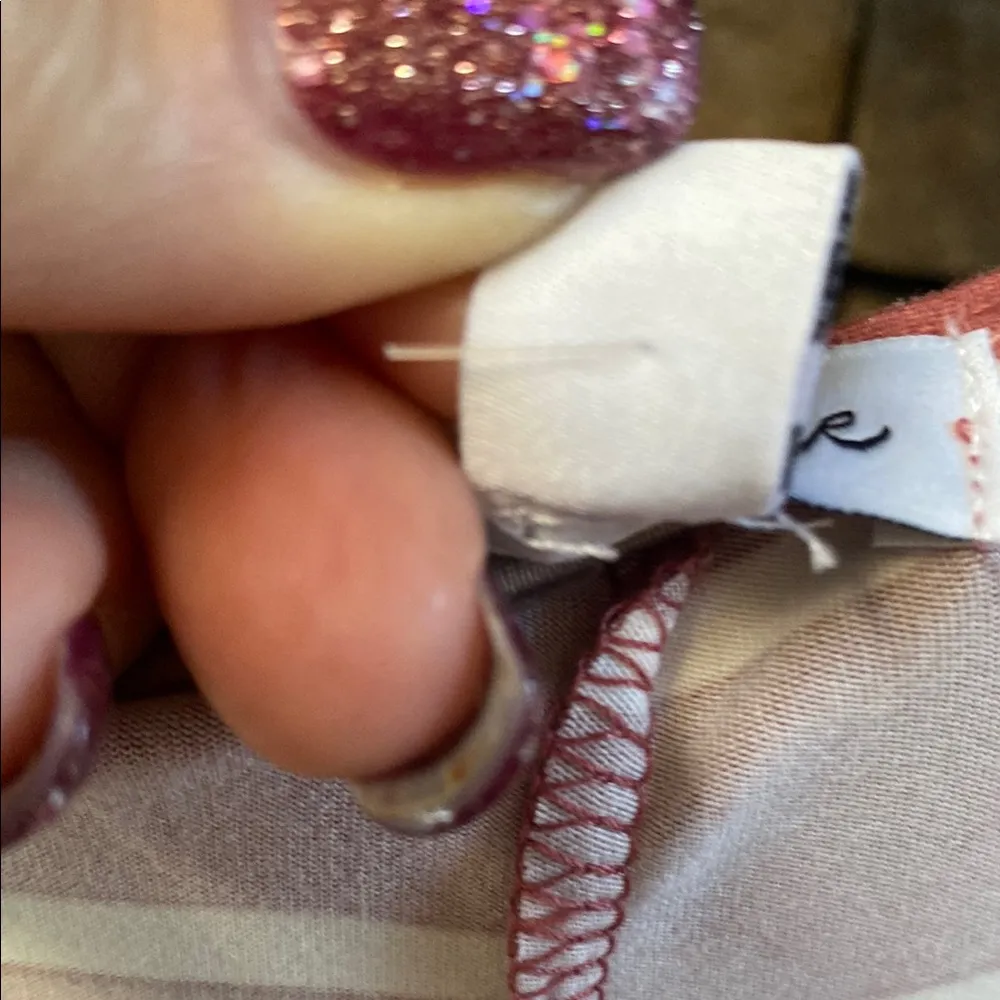 love, Fire Red White Striped XL A-Line shirt Dress roll tan sleeves casual flowy - Image 7