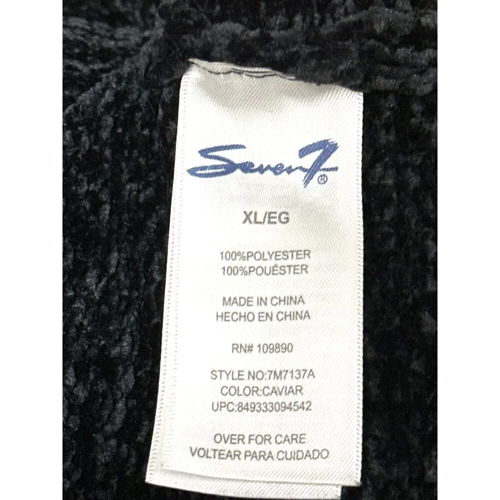 Seven7 Black Chenille Knit Sweater Soft Plush Crewneck Long Sleeve Warm Comfy XL - Image 7