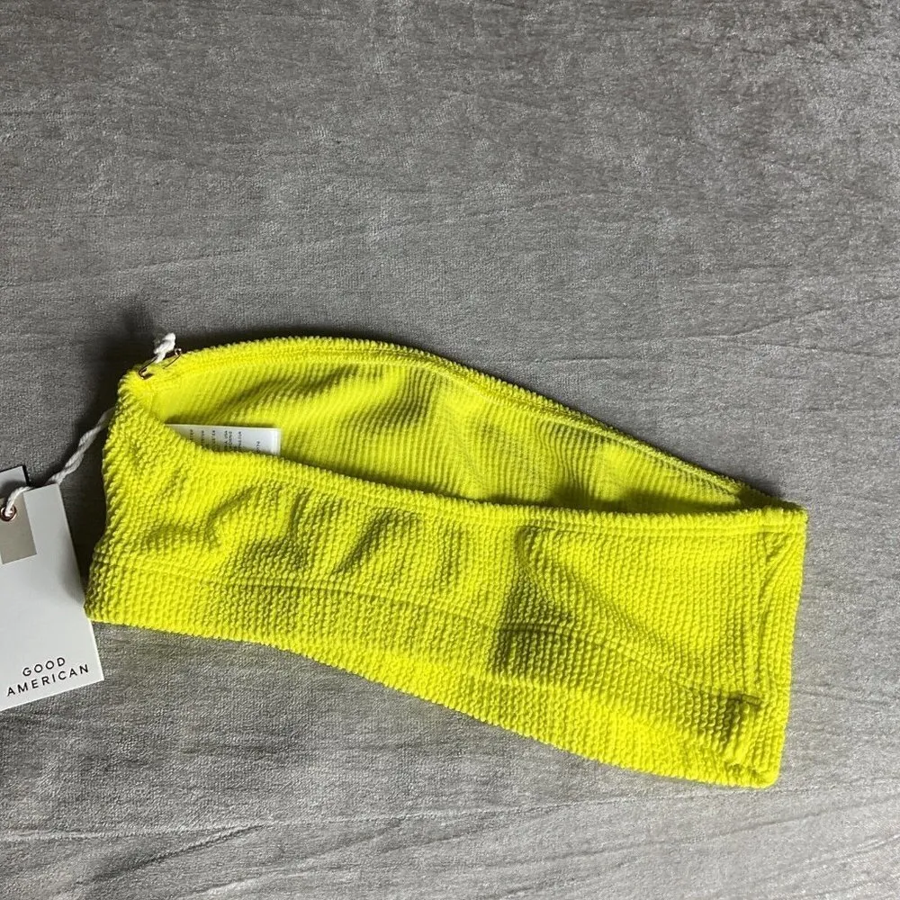 Good American Always Fits Crinkle Basic Bandeau Electric Yellow 1/2 Small Medium - Image 5