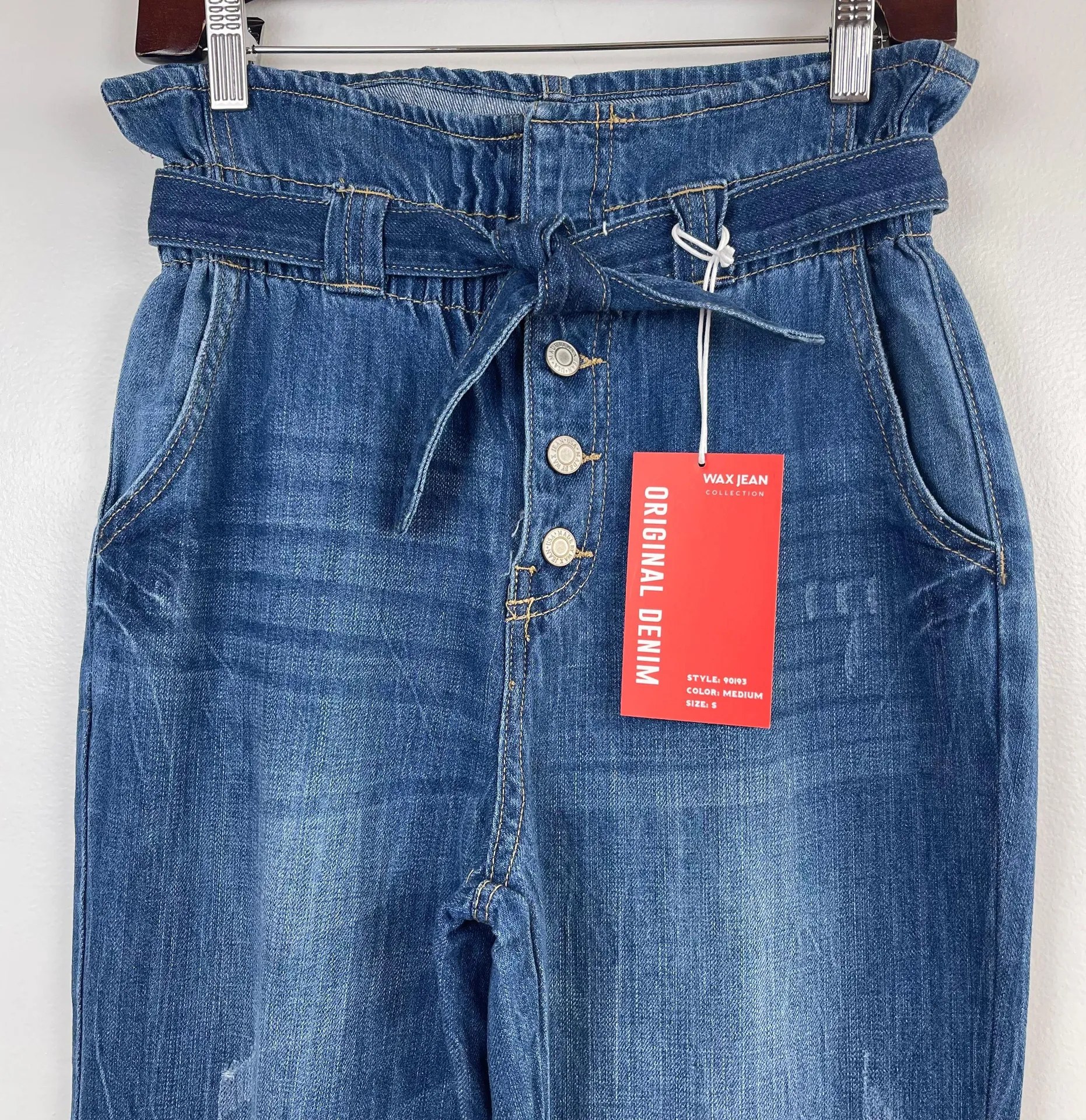 Wax Jean High Rise Paperbag Mom Denim Pants Jeans - Image 6