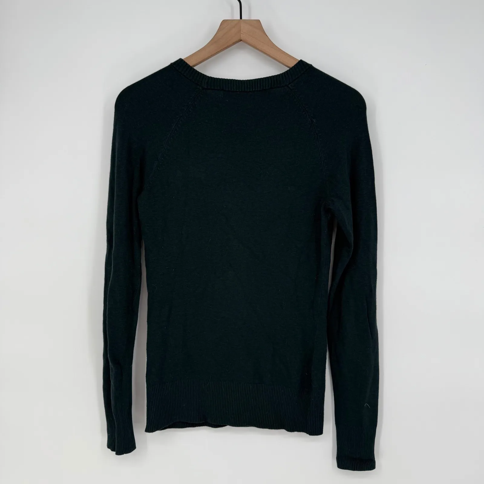 French Connection Dark Green Crew Neck Raglan Sleeve Knit Sweater XS - Image 7