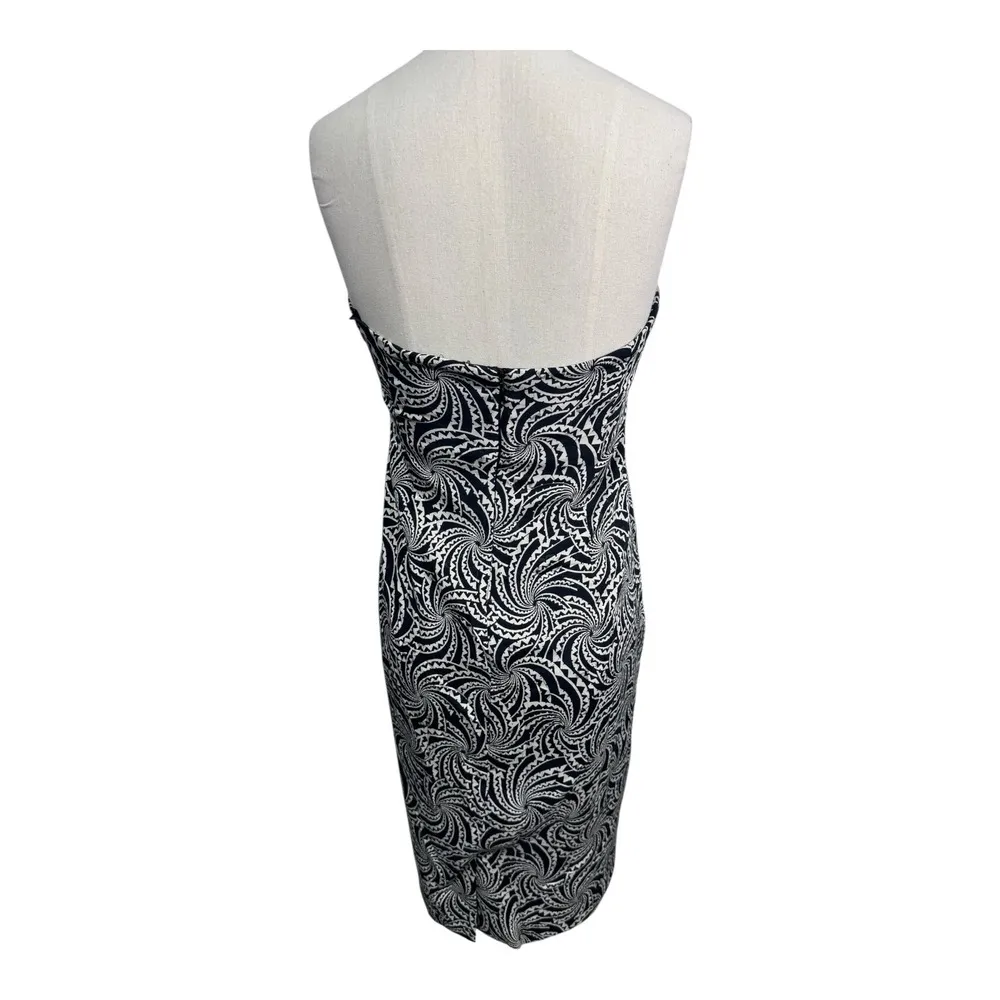 Nicole Miller Collection Strapless Bodycon Mini Dress Y2K Abstract Print Black 6 - Image 4