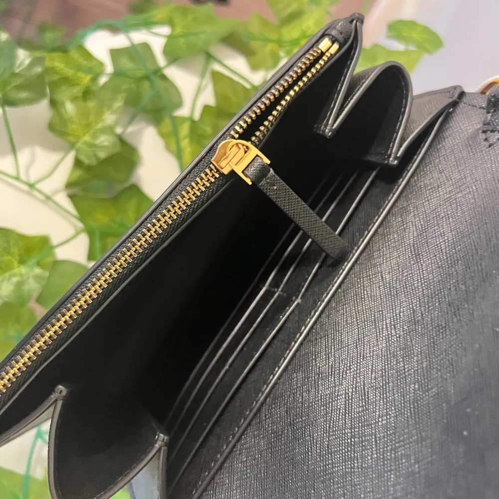 TORY BURCH EMERSON BLACK SAFFIANO LEATHER GOLD CHAIN SHOULDER WALLET BAG 136093 - Image 7