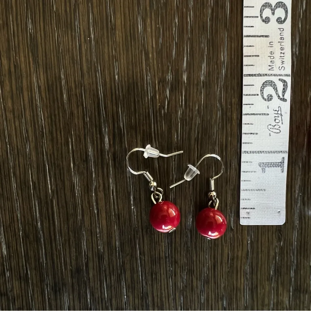 NEW Matching Necklace and earrings set Custom Jewelry retro beaded chain Red - Image 6