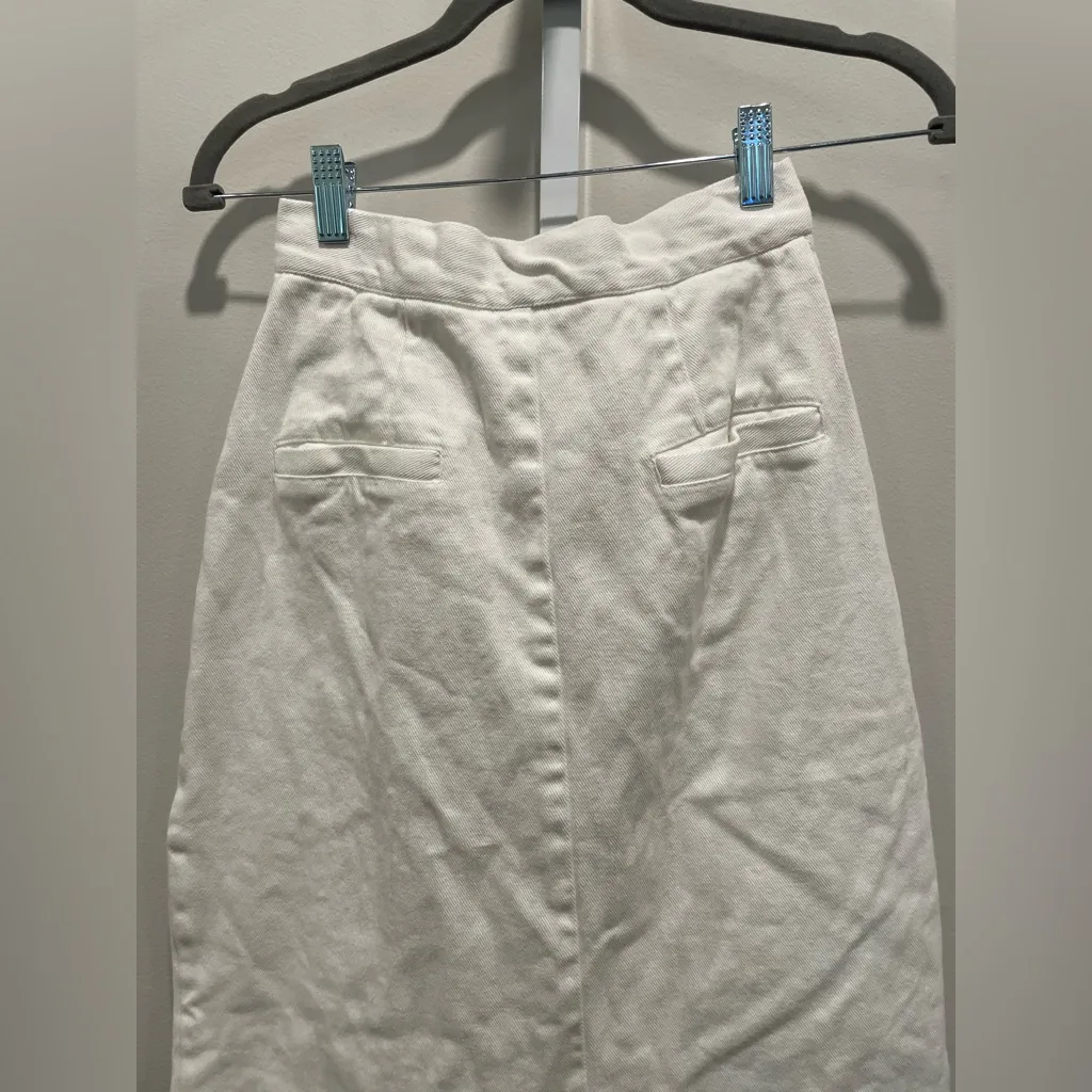 Silk Laundry Canvas Cargo‎ Skirt Size XS White - Image 10