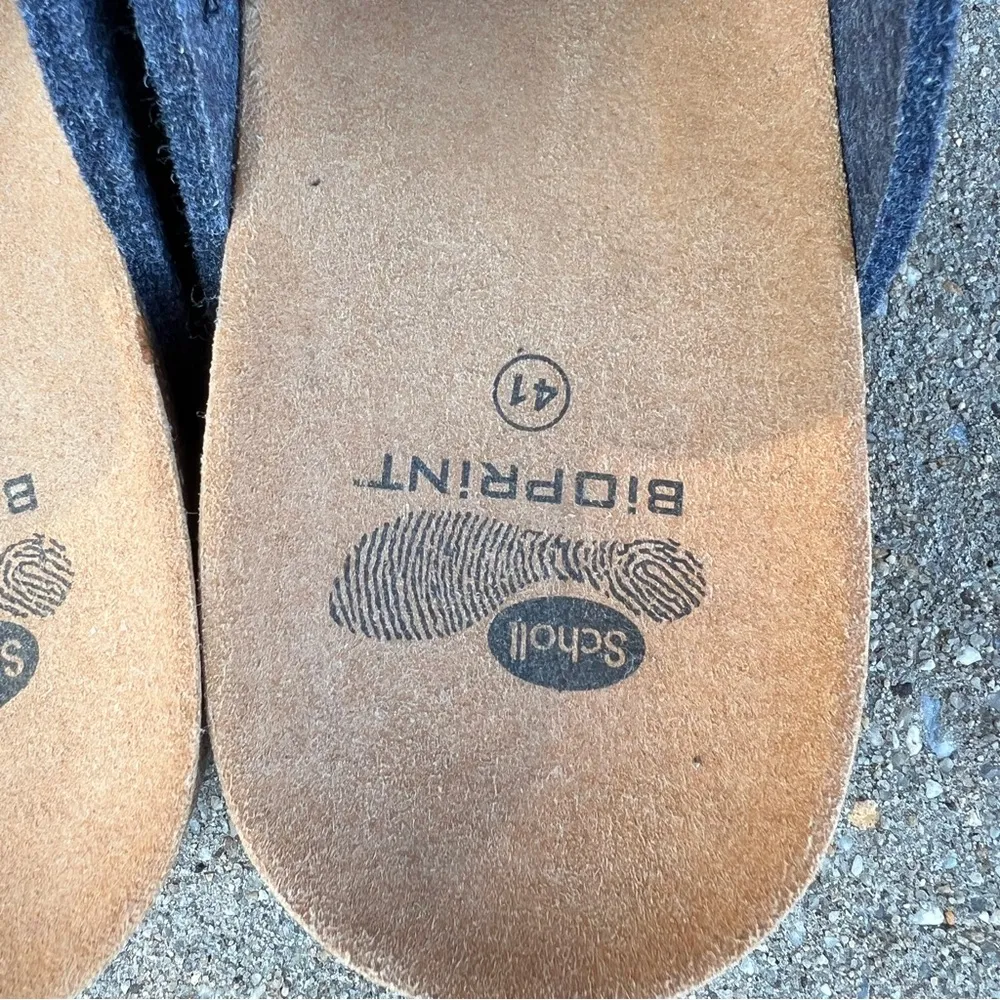 Scholl Bioprint Blue Slip On Clogs Mules Shoes Beaded Accents Womens Size 41 - Image 3