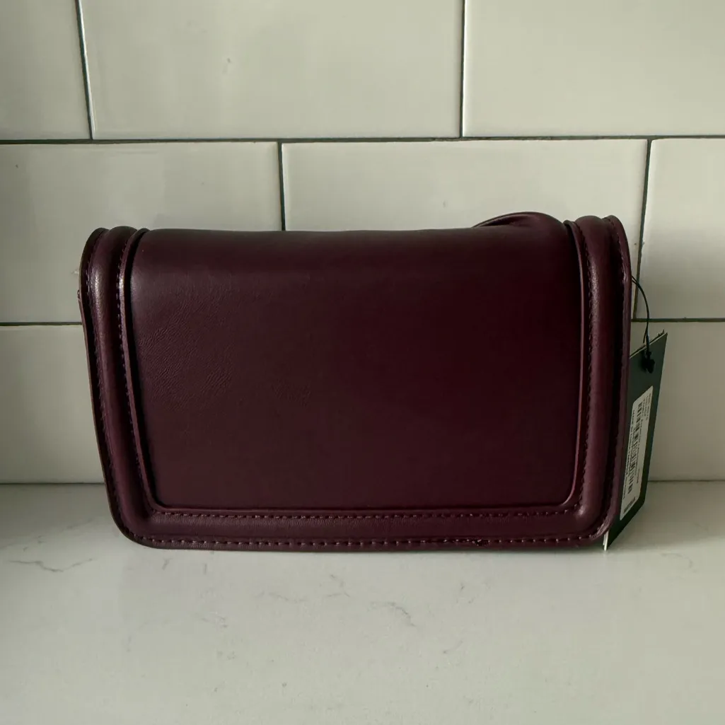 Badgley Mischka Vegan Leather Pleated Crossbody Bag - Plum‎ - NWT - Image 3