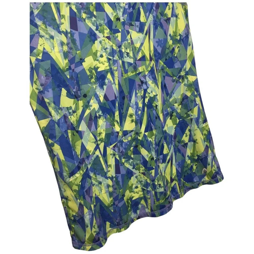 HEAD Tennis Racerback Athletic Scoop Neck Summer Tank Top Logo Green Blue M - Image 3