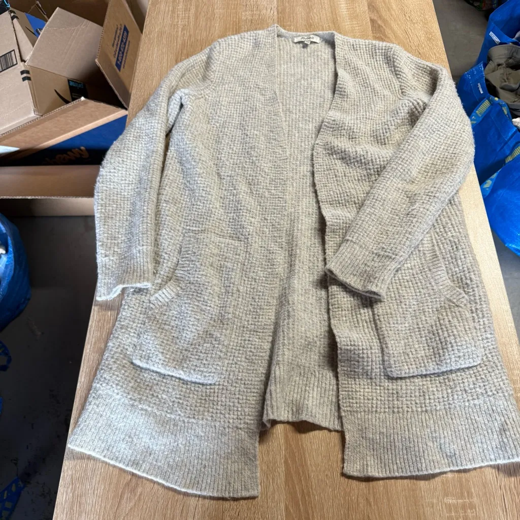 Madewell Wafflestitch Cardigan Sweater in Heather Fog Grey Size XSmall GUC - Image 5