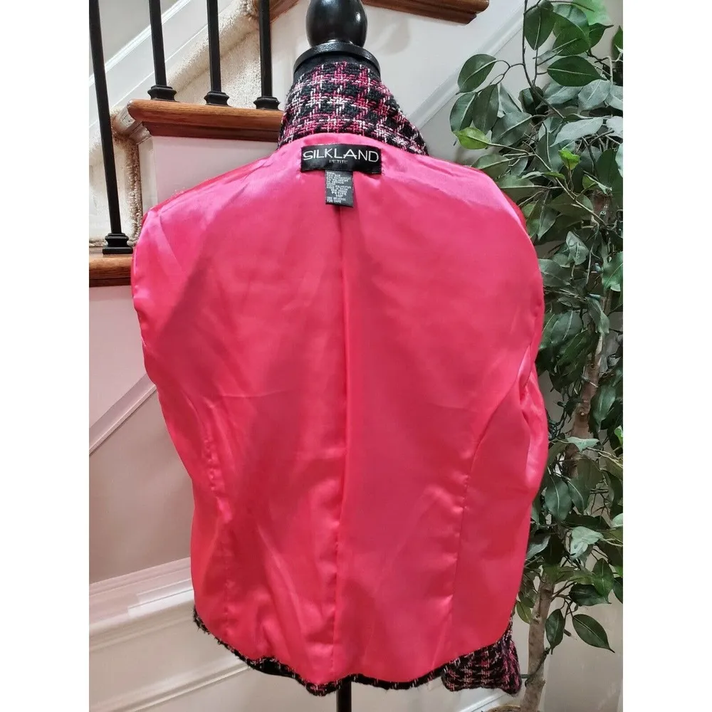 Silkland Women's Multicolor Silk Long Sleeve Single Breasted Jacket Blazer 14P - Image 8