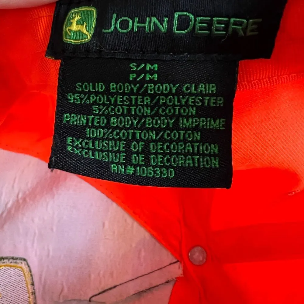 John Deere camo and hunter orange unisex size small hat - Image 2