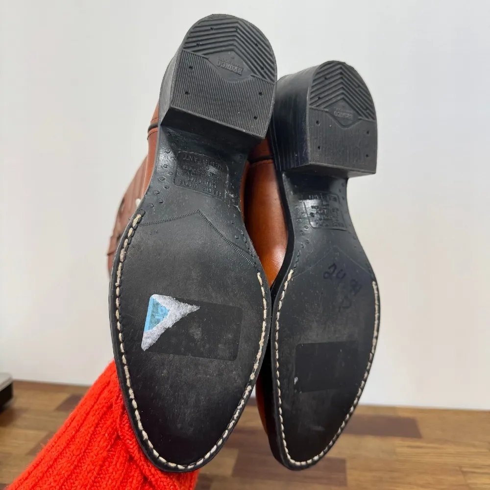 Bronco Womens Western Boots 8.5 Leather Made‎ in USA Mid Calf Cowboy Brown - Image 4