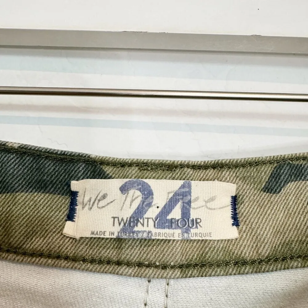 Free‎ People Remy Moss Green Camo Straight Leg High Rise Cropped Pants Size 24 - Image 7