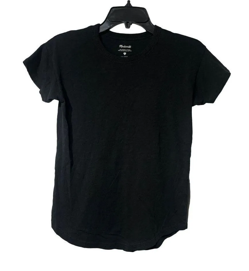 Madewell Whisper Cotton Rib-Crewneck Tee in True Black XXSmall Womens as-is - Image 4
