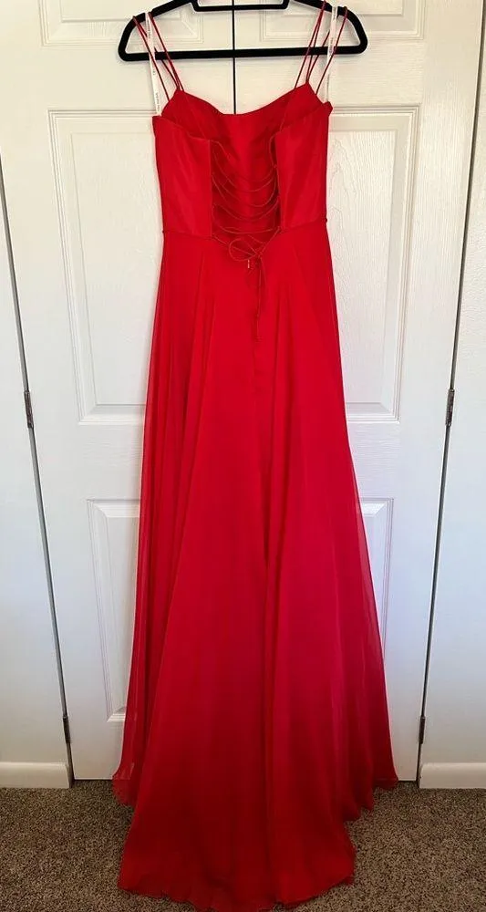 Red Sherri Hill Corset Ballgown Size 6 - Image 4