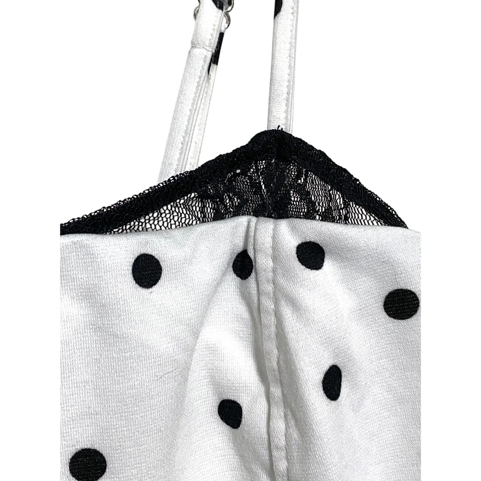 Jolie & Joy Polka Dot Camisole S Black White Polka Dot Coquette Whimsigoth Y2K - Image 3