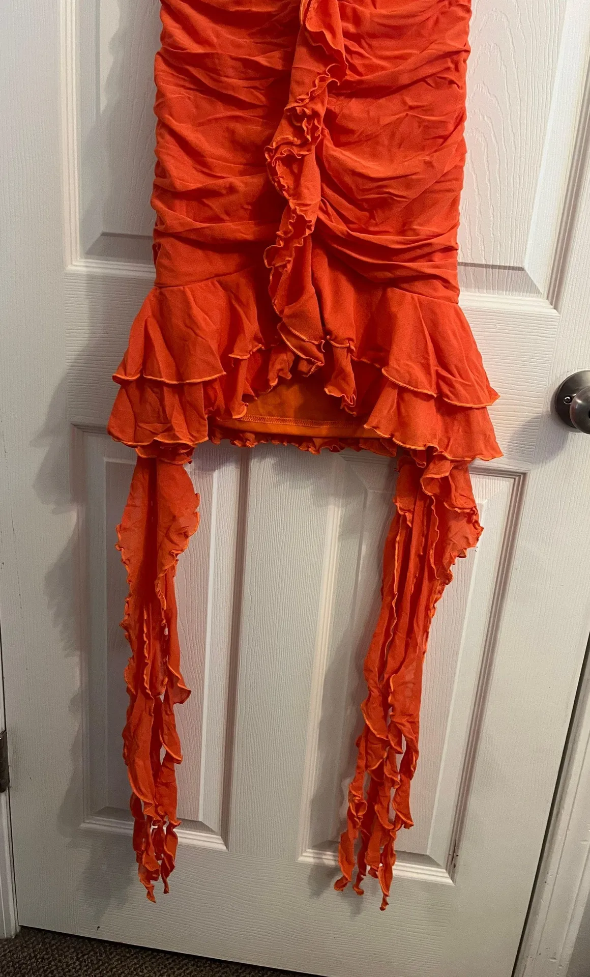 Orange halter ruffle dress - Image 4