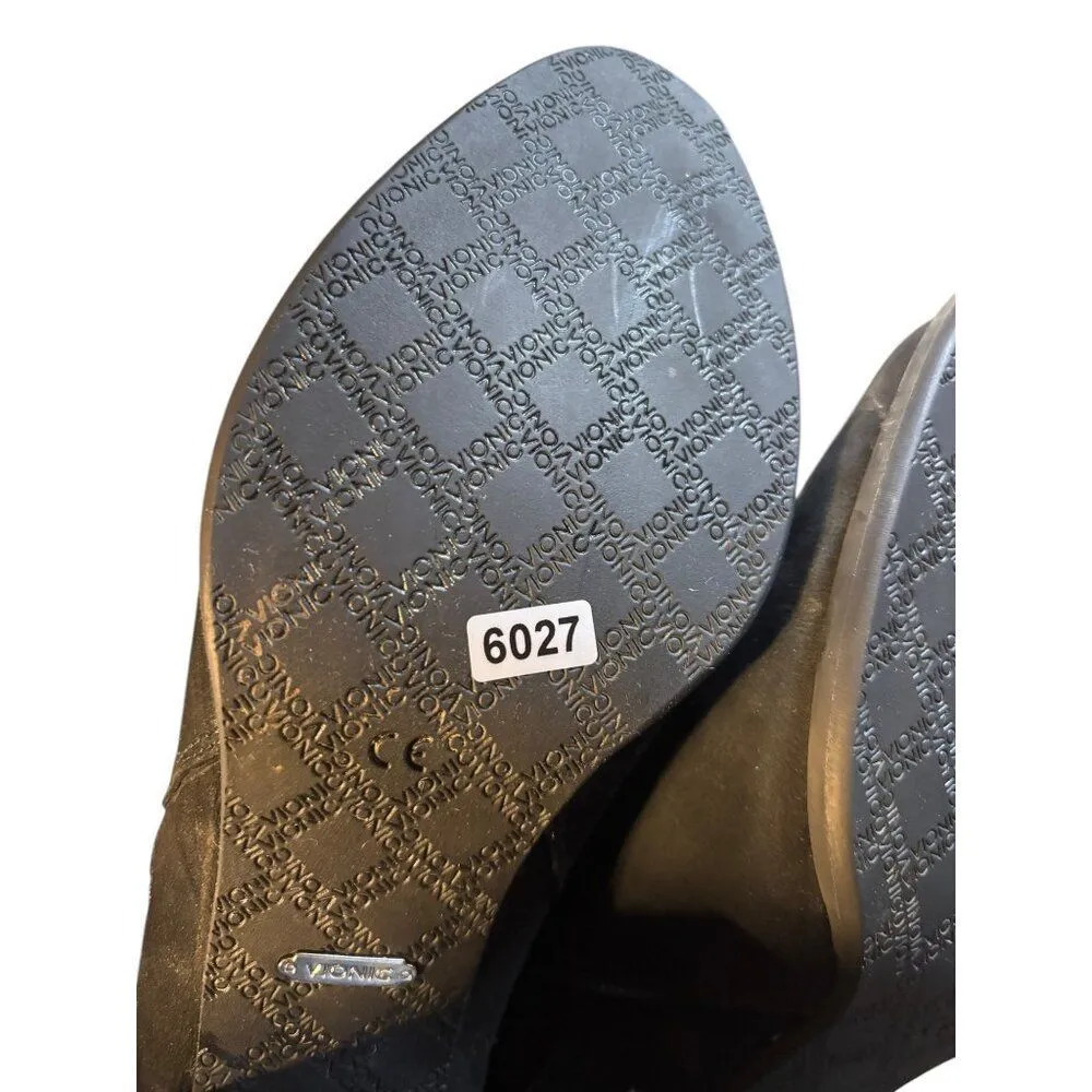 VIonic Womens Black Leather Ankle Boots With Side Zippers size 9.5 women's - Image 4