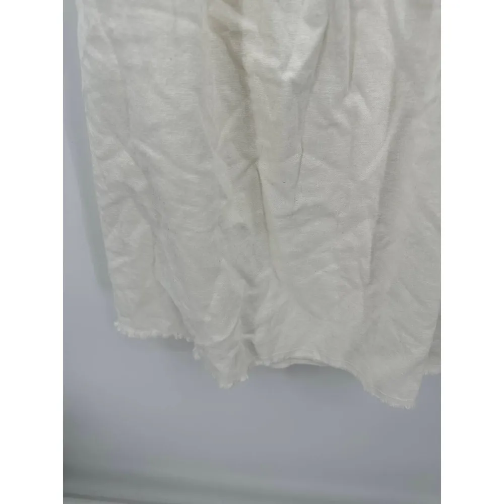 Old Navy Dress Women LARGE White Linen Blend Sleeveless Crossback Smocked Summer - Image 3